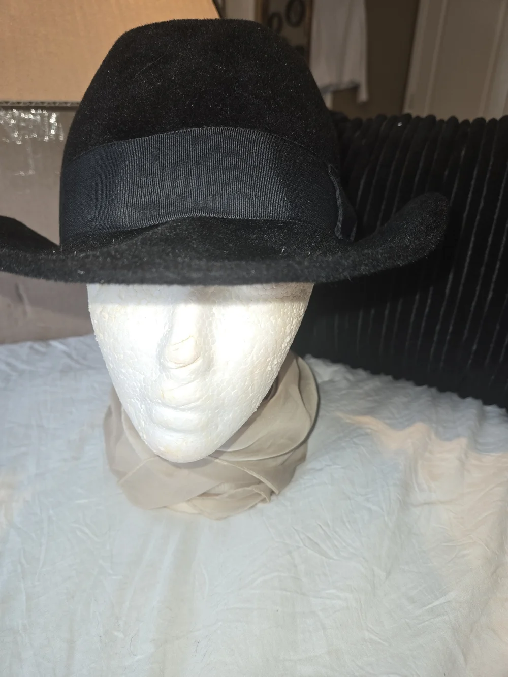 Paul Stuart Paul Stuart Black Wool Felt Fedora Hat with Grosgrain Band